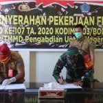 Pemkab Bolsel – Kodim 1303/Bolmong Gelar Penandatanganan Penyerahan Pekerjaan Fisik TMMD ke- 107