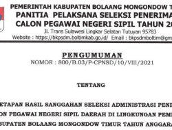 Cek Pengumuman Hasil Sanggah CPNS Boltim 2021
